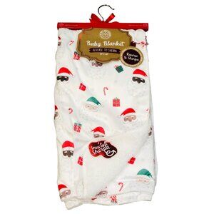 Baby Blanket Christmas Inclusive Santa Claus Holiday Reverse to Sherpa Throw